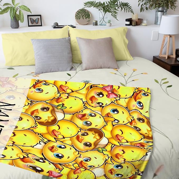 Aparajita Custom Name Ducks Adult Duck Blanket Kids Funny Blanket Suitable for Bedroom Living Room Bed Sofa Crib Couch Chair Outdoor All Season Items That Yellow Duck Lovers Will Love 40"x30"for Pets