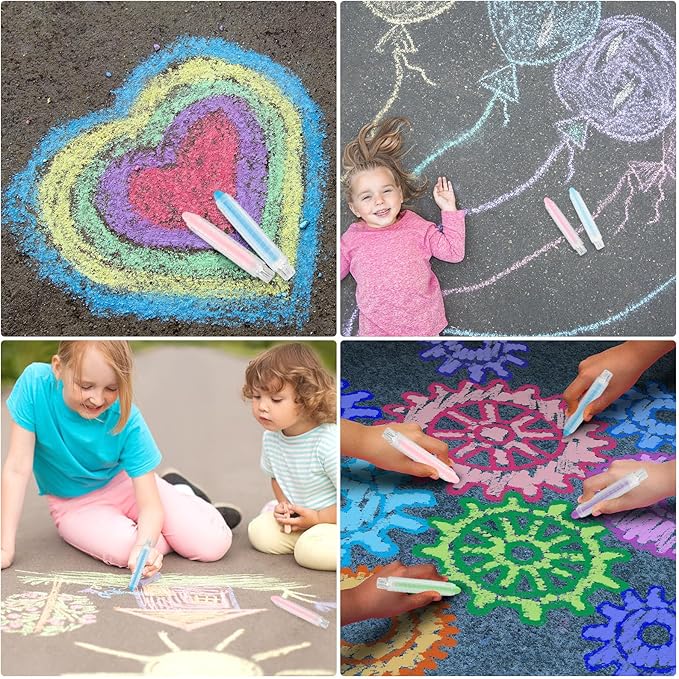 Ireer Dustless Chalk Set Colored Chalk with Holder Sidewalk Chalk for Kids Washable Toddler Chalk for Chalkboard Blackboard Children Drawing Writing Art Tool Toys Gift Party Favors (72 Pcs)