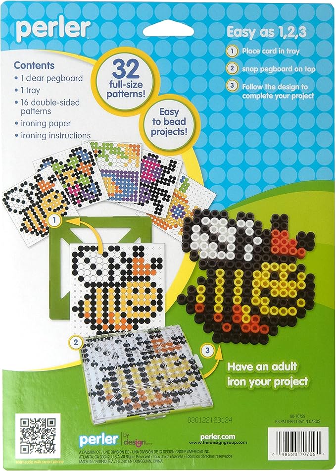 Perler 80-70729 Biggie Fuse Bead Pattern Cards and Pegboards, Multicolor, Small, 20pcs