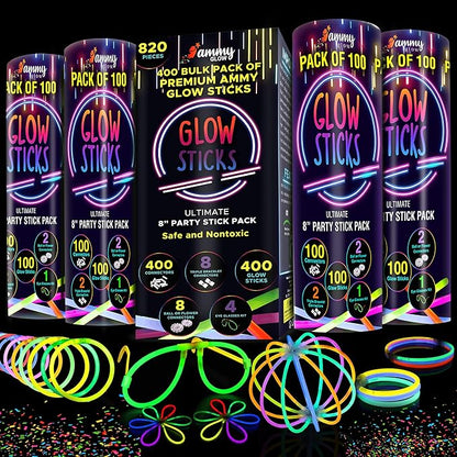 400 Glow Sticks Bulk, Glow in The Dark Party Supplies, Festival Accessories & More, Bulk Party Favors, Camping Games, Party Favors, Emergency Supplies