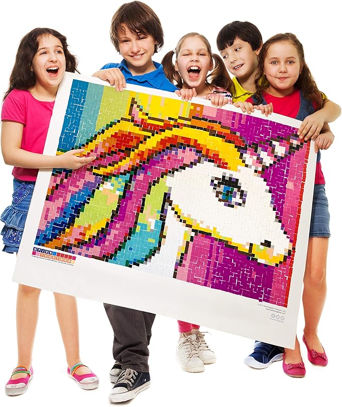 Huge Mosaic Puzzle Poster Kits | Group Project | No Mess Paint by Sticker | Stay at Home Activity | Classroom | One Sticker at a Time! | Large Unicorn | Learning Fun | 40” X 36” Giant Poster