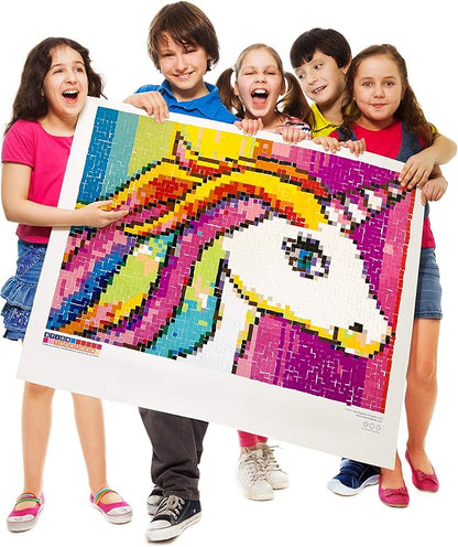 Huge Mosaic Puzzle Poster Kits | Group Project | No Mess Paint by Sticker | Stay at Home Activity | Classroom | One Sticker at a Time! | Large Unicorn | Learning Fun | 40” X 36” Giant Poster
