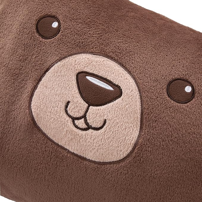 Saint Eve Kids Pillow Pals - Cute & Super Soft Animal Friends Decorative Fluffy Pillow Covers for Girls and Boys & Toddlers Beds, Playroom and Nap Time, Sensory Toys for Kids, Sunny the Bear