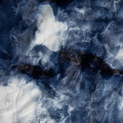 Jaxx Sofa Saxx Bean Bag Couch - 4 Foot - Faux Fur, Blue & White Print