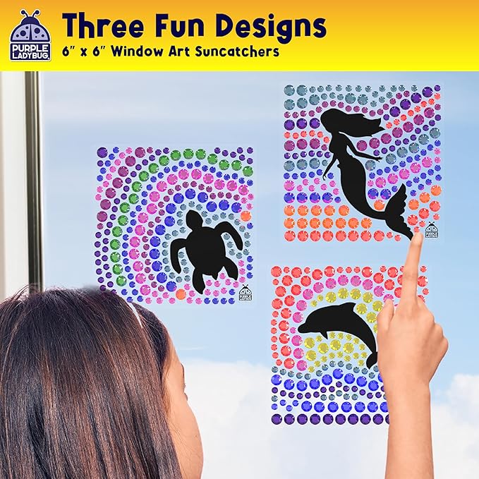 SUNGEMMERS Gem Window Art Suncatcher Kit for Kids 6-8 9 10 11 12 - Birthday Gifts for 7 Year Old Girl, Fun Diamond Art Easter Mermaid Gifts for Girls - Arts & Crafts for Kids, Toys for Ages 5-7