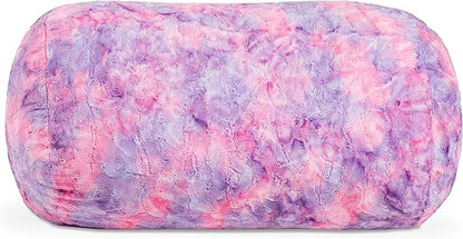 Jaxx Sofa Saxx Bean Bag Couch - 4 Foot - Faux Fur, Unicorn Pink