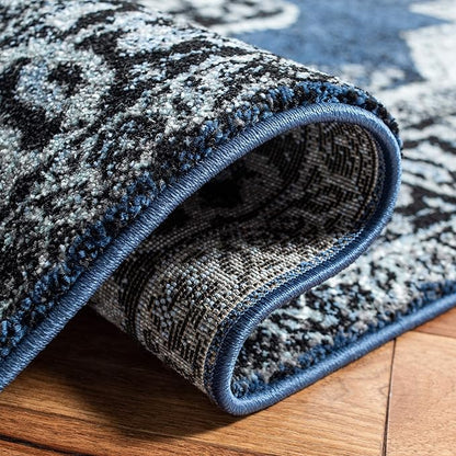 SAFAVIEH Vintage Hamadan Collection Runner Rug - 2'3" x 12', Blue & Grey, Oriental Traditional Persian Design, Non-Shedding & Easy Care, Ideal for High Traffic Areas in Living Room, Bedroom (VTH219M)