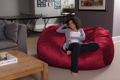 Sofa Sack Bean Bag Lounger - Plush Bean Bag Sofas with Super Soft Microsuede Cover - XL Memory Foam Stuffed Lounger Chairs for Kids, Adults, Couples - Jumbo Bean Bag Chair Furniture 6 Feet - Cinnabar