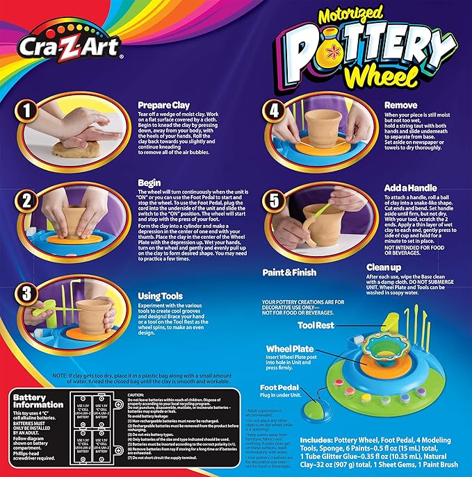 Cra-Z-Art Children’s Motorized Pottery Wheel Activity Set