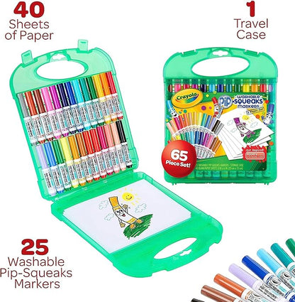 Crayola Pip Squeaks Washable Marker Set (65ct), Coloring Set, Art Supplies for Kids, Drawing Kit, Kids Travel Activity, Easter Basket Stuffer, 4+