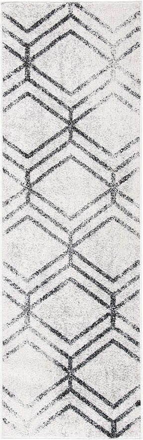 SAFAVIEH Adirondack Collection Runner Rug - 2'6" x 8', Ivory & Grey, Modern Geometric Distressed Design, Non-Shedding & Easy Care, Ideal for High Traffic Areas in Living Room, Bedroom (ADR253A)
