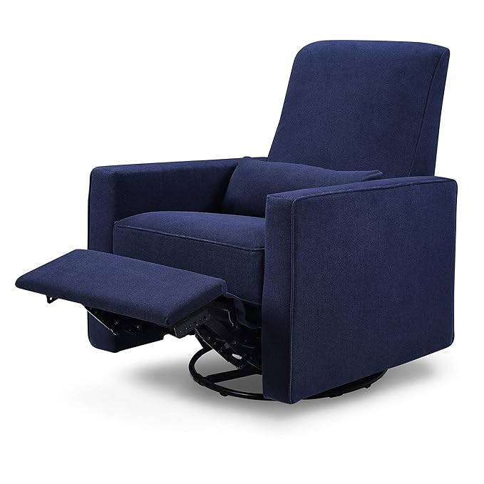 DaVinci Piper Upholstered Recliner and Swivel Glider in Navy, Greenguard Gold & CertiPUR-US Certified