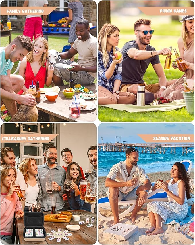 KAILE Mexican Train Dominoes Set with Numbers, Double 12 Dominoes Set, 91 Tiles Colored Dominoes Train Games for Family Night, Travel, Party