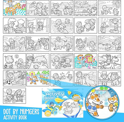 Washable Dot Markers for Kids with 2 Educational Activity Books | 10 Color Set (Boys)