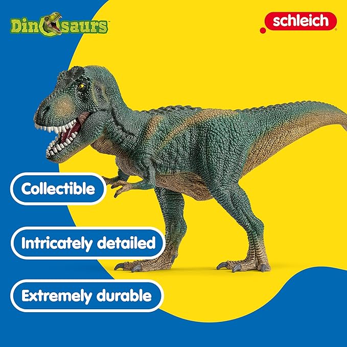 schleich DINOSAURS — Tyrannosaurus Rex, T-Rex Toy with Realistic Detail and Movable Jaw, Imagination-Inspiring Dinosaur Toys for Girls and Boys Ages 4+, Dark Green