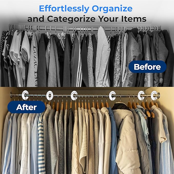 SereneLifeHome 10 Pieces White Plastic Round Hangers - Clothing Rack Size Dividers Closet Organizer/Dividers for Clothing Rack. All White with 1 Bonus Non-Washable Black Marker Pen - SLHASPLT34