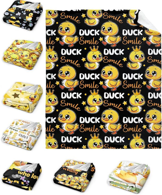 Smile Ducks Blanket Adult duck Blanket Kids Funny Blanket Suitable for Living room Bedroom bed sofa Crib Couch Chair outdoor All Season Items That Yellow Duck Lovers Will Love 50"x40"for Kid