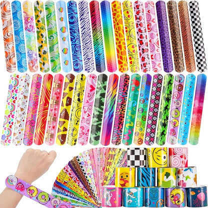 Slap Bracelets for Kids,60 Pcs Christmas Slap Bracelets,Kids Slap Bracelets Bulk,Slap Wristbands for Kids Party Favors Christmas Stocking Stuffers Birthday Gifts (60 Designs)