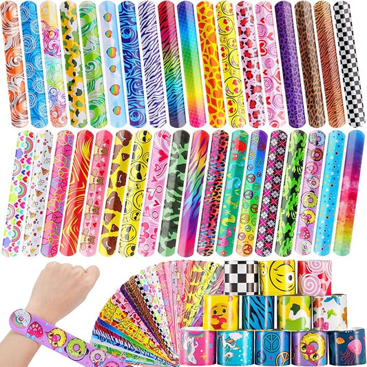 Slap Bracelets for Kids,60 Pcs Christmas Slap Bracelets,Kids Slap Bracelets Bulk,Slap Wristbands for Kids Party Favors Christmas Stocking Stuffers Birthday Gifts (60 Designs)