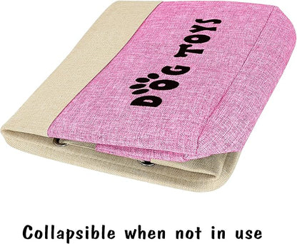 PET ARTIST Large Dog Toy Basket Bin - Rectangular Storage Box Chest Organizer for Dog Toys,Coats,Clothing,Apparel & Accessories & Blanket,Pink,15"x13"x12"