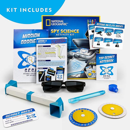 NATIONAL GEOGRAPHIC Spy Science Kit - Kids Spy Activity Set, Complete 10 Secret Missions with Gadgets for Kids and Gear, Detective Kit, Science Kits, Pretend Play
