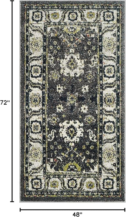 SAFAVIEH Vintage Hamadan Collection Accent Rug - 4' x 6', Dark Grey & Ivory, Persian Design, Non-Shedding & Easy Care, Ideal for High Traffic Areas in Entryway, Living Room, Bedroom (VTH214M)