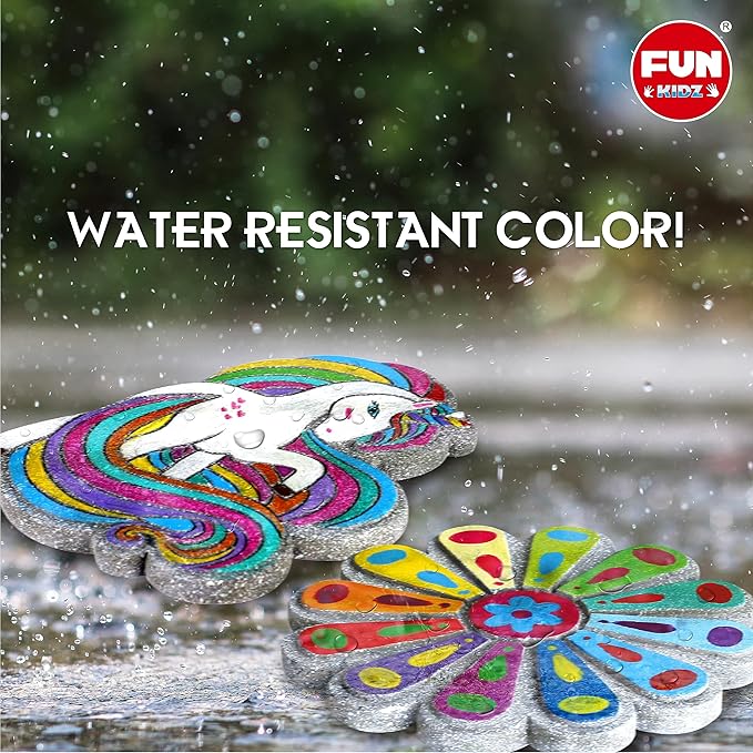 PYO Stepping Stones for Kids, ColorMyWay 2 Pack Unicorn Flower Garden Activities for Girls Boys Ages 3-12 Mosaic Art Kit for Stone Craft