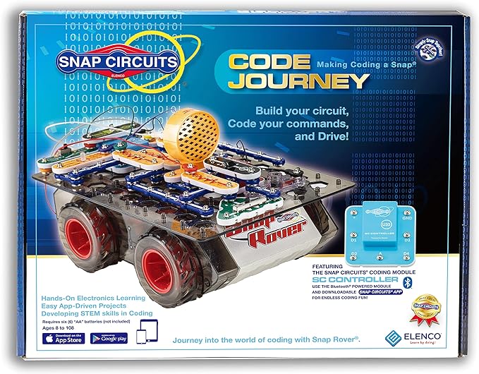 Snap Circuits Code Journey, Build Your Circuit, Code Your Commands, and Drive, Bluetooth Controlled, STEM Building Toy for Ages 8 to 108