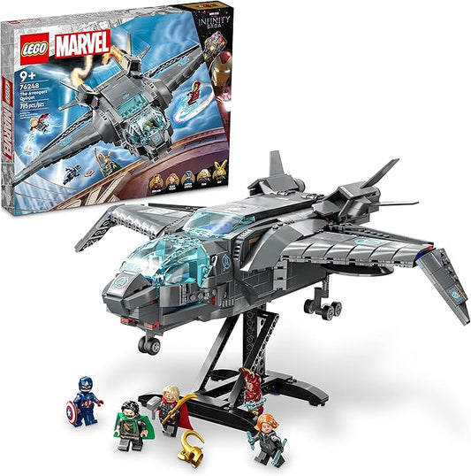 LEGO Marvel The Avengers Quinjet 76248, Spaceship Building Toy Set with Thor, Iron Man, Black Widow, Loki and Captain America Minifigures, Infinity Saga