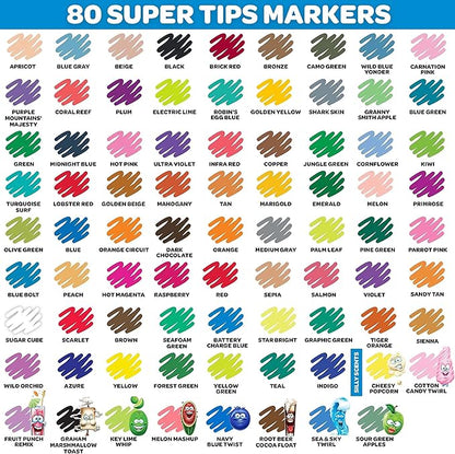 Crayola Supertips Washable Markers (80ct), Bulk Teacher Supplies for Classrooms, Kids Markers for Back to School, Ages 3+ [Amazon Exclusive]
