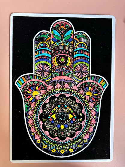 Hand of Fatima Velvet Coloring for Kids and Adults- Small Picture 11.75” x 8.25”- Ideal for Travel- Boys and Girls 3+