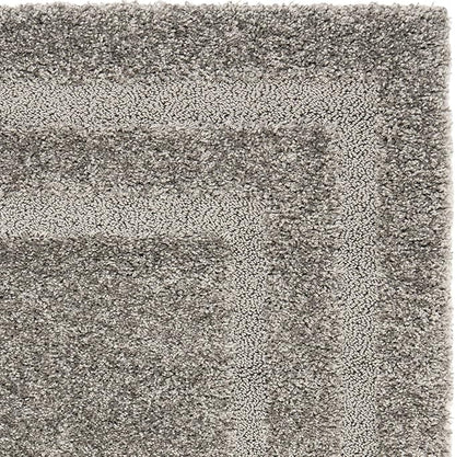 SAFAVIEH Florida Shag Collection Accent Rug - 4' x 6', Grey & Grey, Border Design, Non-Shedding & Easy Care, 1.2-inch Thick Ideal for High Traffic Areas in Entryway, Living Room, Bedroom (SG454-8080)