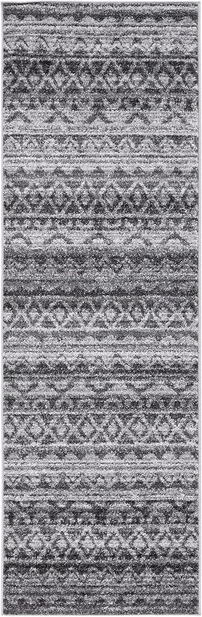 SAFAVIEH Adirondack Collection Runner Rug - 2'6" x 6', Ivory & Charcoal, Moroccan Boho Distressed Design, Non-Shedding & Easy Care, Ideal for High Traffic Areas in Living Room, Bedroom (ADR119N)