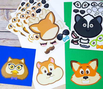 24 Make A Woodland Creatures Sticker Sheets - Fun Addition to Baby Shower Decorations & Birthday Party Supplies, Favors & Decor - Woodland Animals Include Fox, Owl, Chipmunk, Skunk, Deer, Raccoon