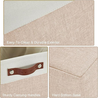 DECOMOMO Storage Baskets for Shelves - Fabric Storage Bins, Linen Closet Organizers and Storage (Mixed Neutral, Large - 3 Pack)