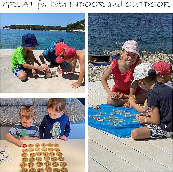 Montessori-Inspired Wooden Matching Game for Toddlers 2-4 Years - Durable, Scratch-Resistant 16 Card Set, Includes Carry Bag - Memory Game for Toddlers 2-4 Years - Cognitive Verbal Skills Development