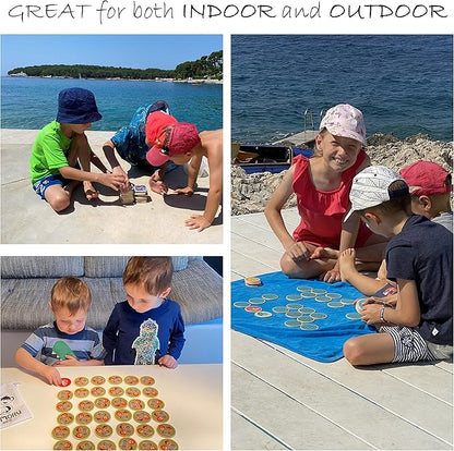 Montessori-Inspired Wooden Matching Game for Toddlers 2-4 Years - Things that Go - Durable, Scratch-Resistant 36 Card Set, Includes Carry Bag - Memory Game for Toddlers 2-4 Years - Means of Transport