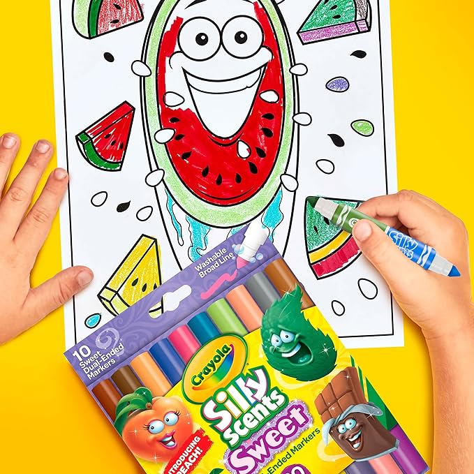 Crayola Silly Scents Dual Ended Markers, Sweet Scented Markers, 10 Count, Gift for Kids, Age 3, 4, 5, 6