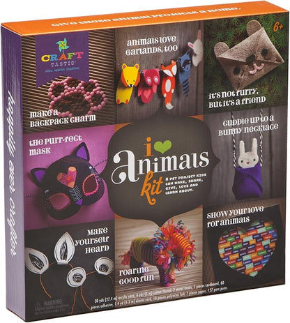 Craft-tastic – I Love Animals Kit – Craft Kit Makes 8 Animal-Themed Projects