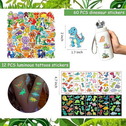 XIPEGPA 132 PCS Dinosaur Party Favors with Dinosaur Themed Eggs Dinos Slap Bracelets Keychains Rings Stickers for Kids Birthday Party Supplies Classroom Prizes Box Gift Goodie Bag Fillers
