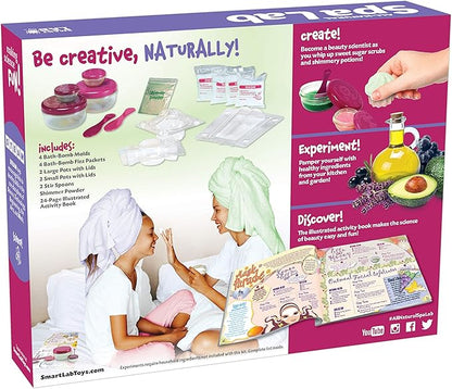 SmartLab Toys All Natural Spa Lab - 22Piece - 30 Soothing Spa Recipes - Includes 4 Bath Bomb Molds & 2 Lip Balm Pots