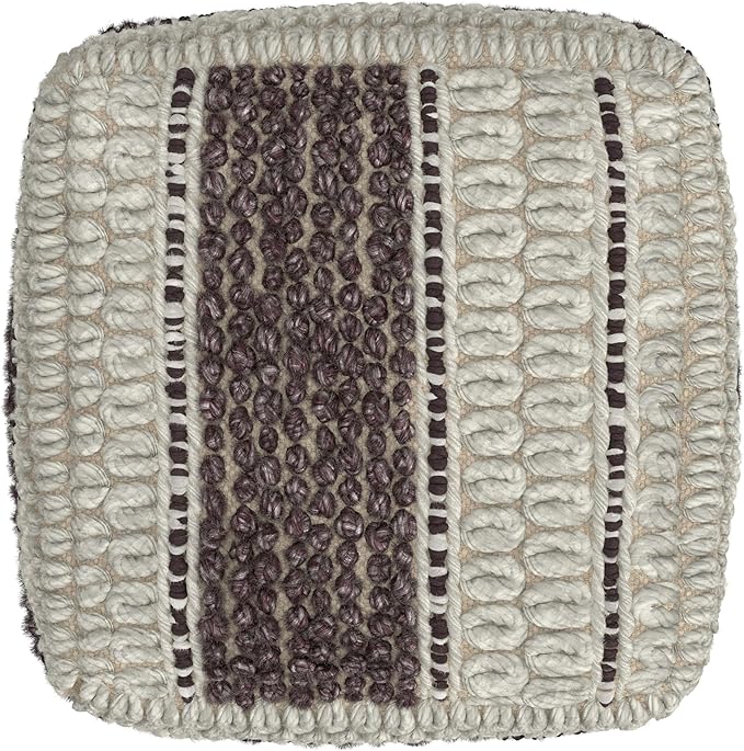 SIMPLIHOME Grady Contemporary Square Pouf in Magenta and Natural Handloom Woven, for The Living Room, Bedroom and Kids Room