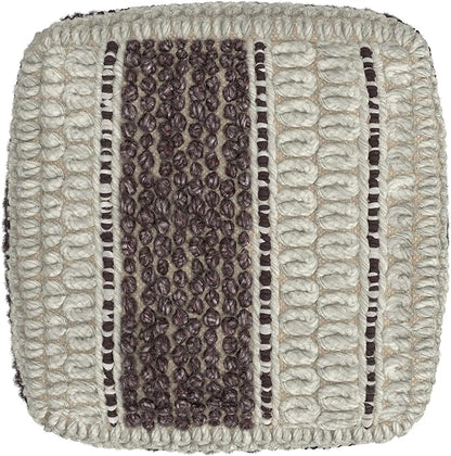 SIMPLIHOME Grady Contemporary Square Pouf in Magenta and Natural Handloom Woven, for The Living Room, Bedroom and Kids Room