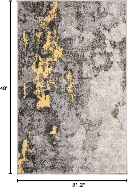 SAFAVIEH Adirondack Collection Accent Rug - 2'6" x 4', Grey & Yellow, Modern Abstract Design, Non-Shedding & Easy Care, Ideal for High Traffic Areas in Entryway, Living Room, Bedroom (ADR134H)