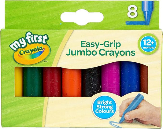 CRAYOLA MyFirst Jumbo Crayons - Assorted Colours (Pack of 8) | Easy-Grip Colouring Crayons Perfect for Toddlers Hands | Ideal for Kids Aged 12+ Months