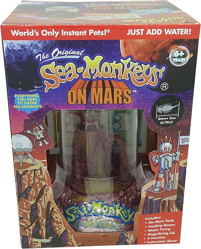 BANDAI The Original Sea Monkeys - Sea Monkeys On Mars - Grow Your Own Pets Science Kit- Includes Eggs, Food, and Water Purifier
