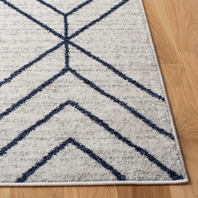 SAFAVIEH Adirondack Collection Runner Rug - 2'6" x 10', Light Grey & Navy, Modern Geometric Design, Non-Shedding & Easy Care, Ideal for High Traffic Areas in Living Room, Bedroom (ADR241N)
