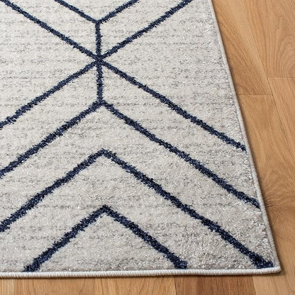 SAFAVIEH Adirondack Collection Runner Rug - 2'6" x 10', Light Grey & Navy, Modern Geometric Design, Non-Shedding & Easy Care, Ideal for High Traffic Areas in Living Room, Bedroom (ADR241N)