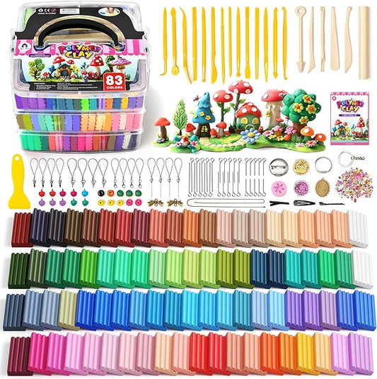 VigorFun 194 PCS Polymer Clay Kit with Sculpting Tools and Accessories, 83 Colors Non-Toxic Modeling Clay for Kids, DIY Oven Bake Clay, Arts and Crafts Gift Set for Kids Adults and Beginners