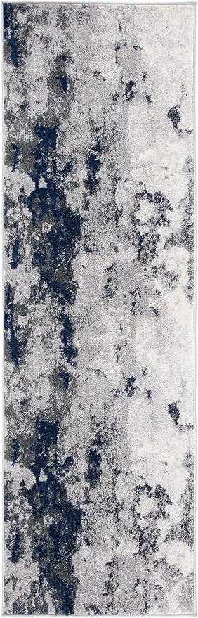 SAFAVIEH Adirondack Collection Runner Rug - 2'6" x 8', Navy & Grey, Modern Abstract Design, Non-Shedding & Easy Care, Ideal for High Traffic Areas in Living Room, Bedroom (ADR134N)